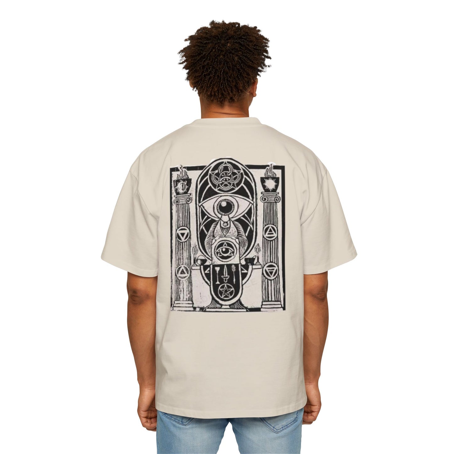 Mystical Graphic Oversized Tee for Men - Spiritual Design